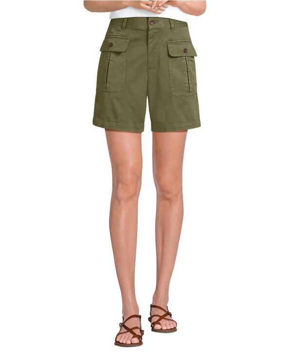 ランズエンド レディース ボトムス ハーフパンツ・ショーツ ショートパンツ Lands End Womens Cool Fade High Rise 7 Cargo Shorts Dark cilantro green グリーン
