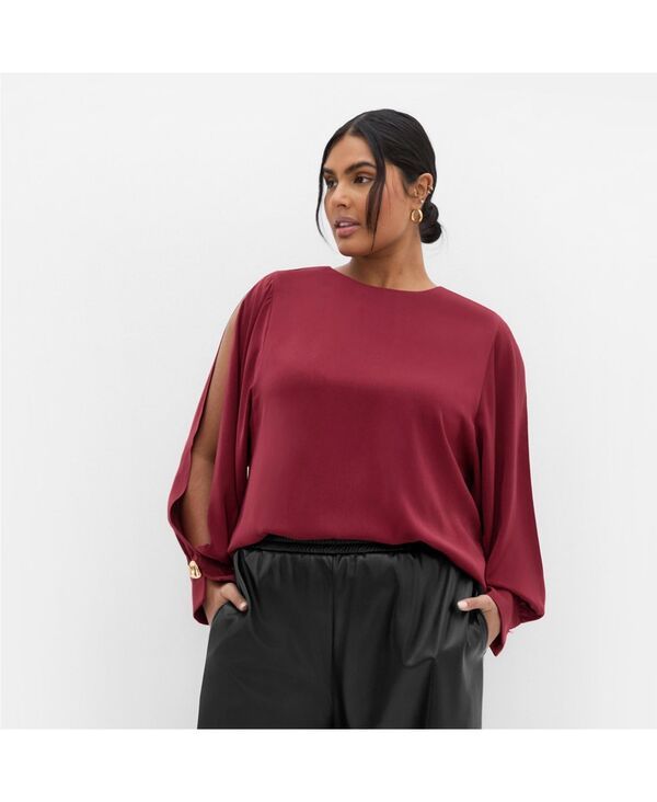 シティーシック レディース トップス シャツ CITY CHIC Womens Katie Shirt Dark cherry