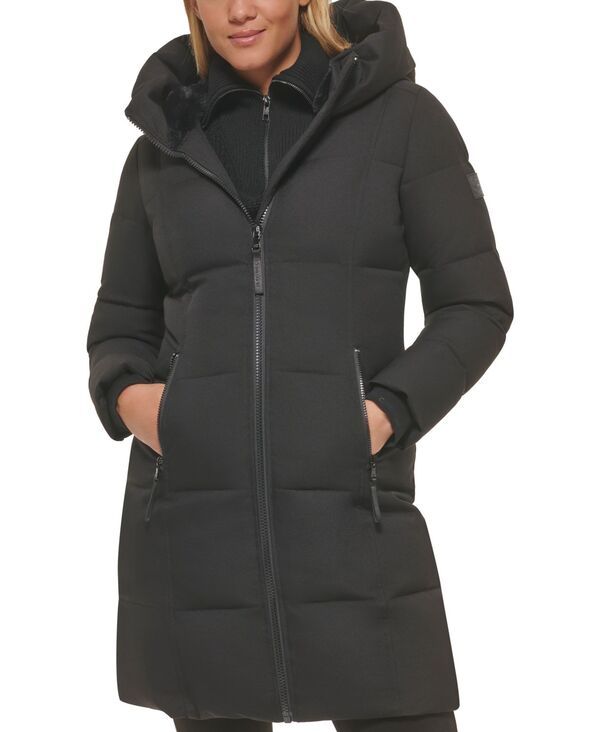 カルバンクライン レディース アウター ジャケット・ブルゾン コート Calvin Klein Womens Stand Collar Hooded Puffer Coat Black ブラック