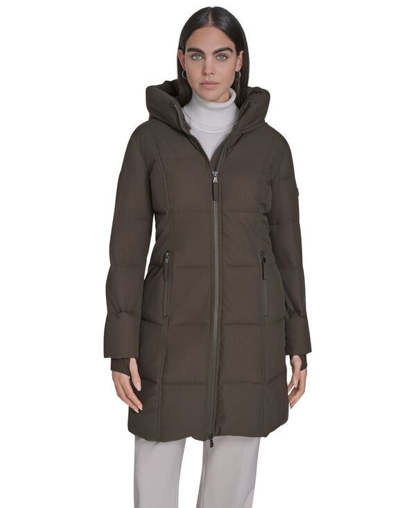 カルバンクライン レディース アウター ジャケット・ブルゾン コート Calvin Klein Womens Stand Collar Hooded Puffer Coat Twig