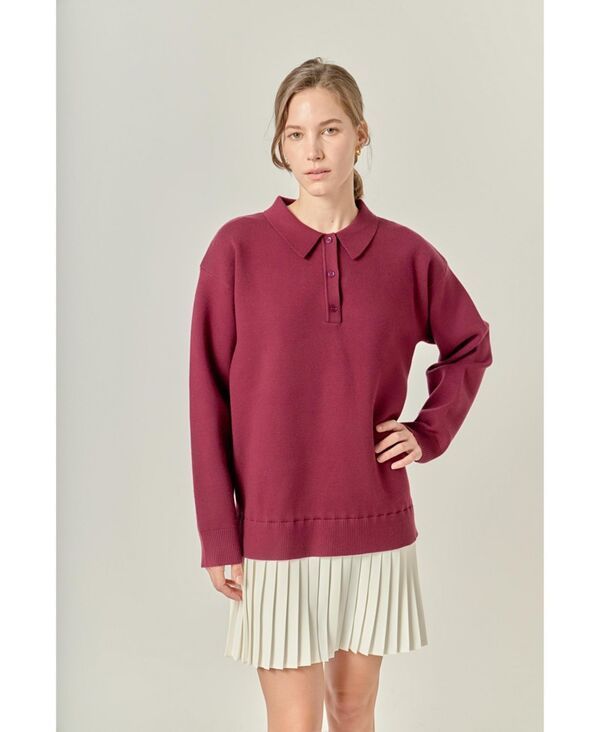 イングリッシュファクトリー レディース トップス ワンピース ミニワンピース ポロシャツ ミニ English Factory Womens Polo Mixed Media Mini Dress Burgundywhite ホワイト