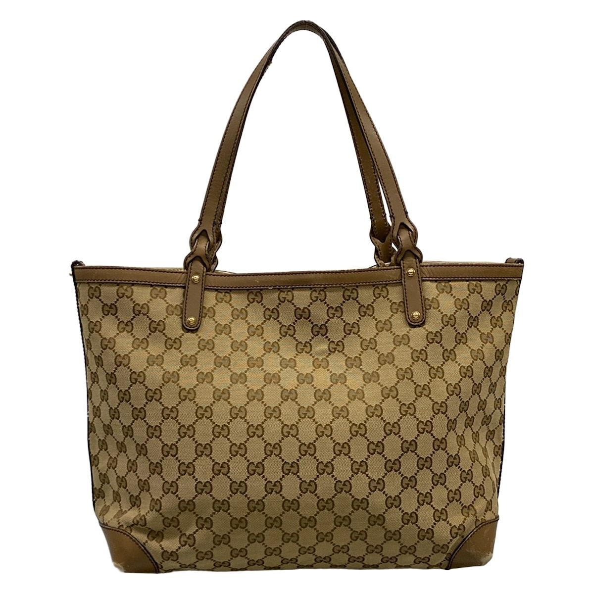 GUCCI(グッチ) トートバッグ グッチクラフト 247209 ベージュ×ダークブラウン レザー