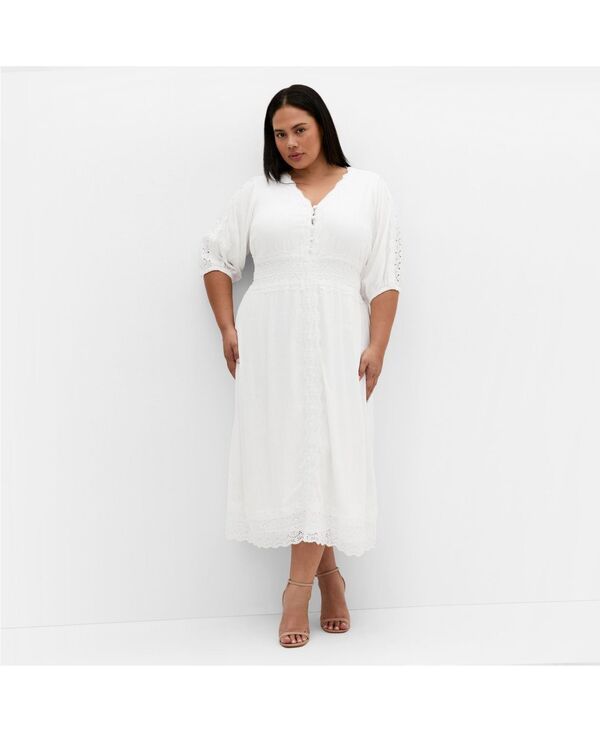 シティーシック レディース トップス ワンピース Vネック ミディワンピース プラスサイズ ミディ CITY CHIC Womens Plus Size Belle V Neck Midi Dress Ivory アイボリー
