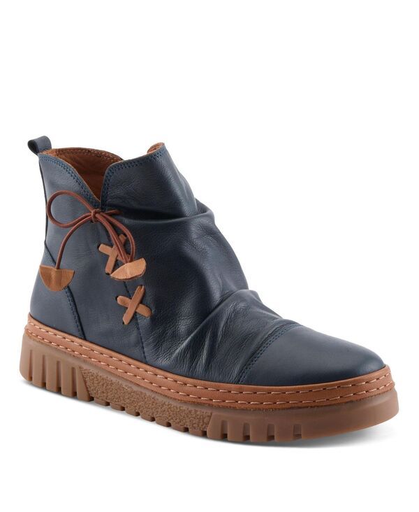 スプリングステップ レディース シューズ ブーツ・レインブーツ ギャザー アンクル ブーツ レース レザー Spring Step AZURA Vandis Ruched Leather Ankle Bootie with Side Lace Detail a