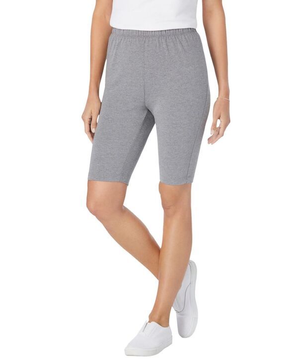 ウーマン ウィズイン レディース ボトムス ハーフパンツ・ショーツ プラスサイズ コットン Woman Within Plus Size Within Stretch Cotton Bike Short Medium heather grey グレー