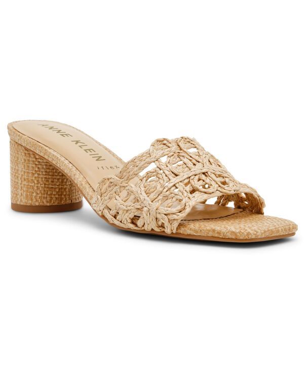 アンクライン レディース シューズ サンダル ヒール Anne Klein Womens Flores Block Heel Raffia Dress Sandals Natural Raffia