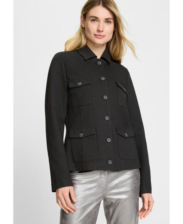 オルセン レディース アウター ジャケット・ブルゾン ニット ジャージー ジャケット Olsen Womens Napoli Jersey Knit Jacket Dark slate melange スレート