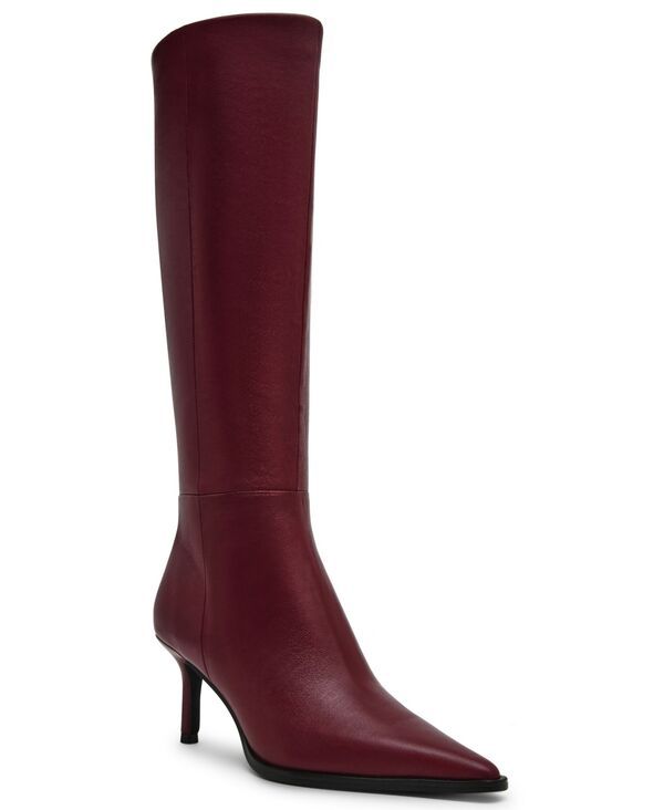 スティーブ マデン レディース シューズ パンプス ブーツ Steve Madden Womens Lingo KneeHigh PointedToe Stiletto Dress Boots Wine Leather ワイン