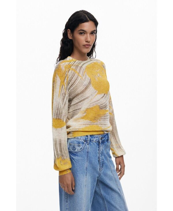 デジグアル レディース アウター ニット・セーター Desigual Womens Arty texture sweater Yellow イエロー