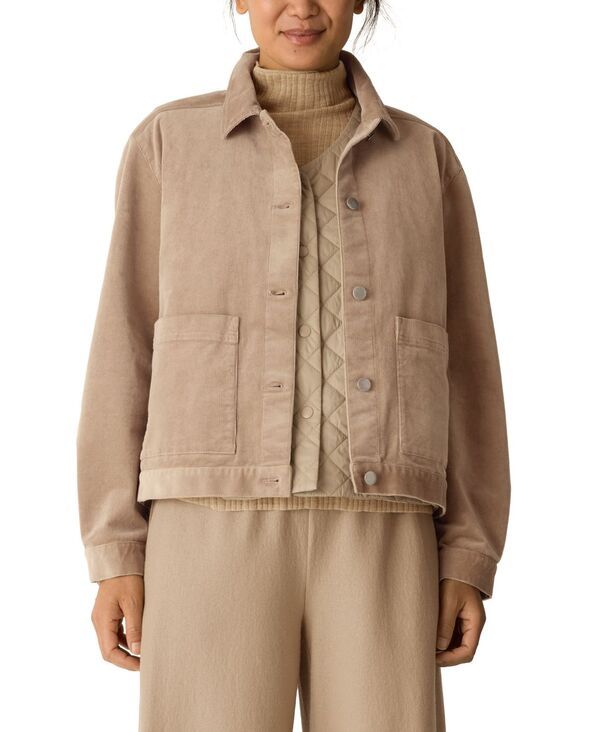 エイリーンフィッシャー レディース アウター ジャケット・ブルゾン ジャケット Eileen Fisher Womens Classic Collar Long Sleeve Jacket Biscuit