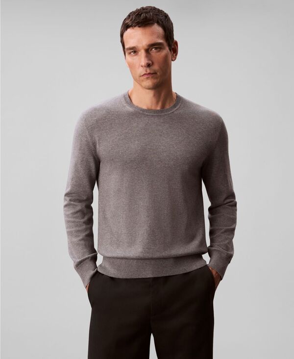 カルバンクライン メンズ アウター ニット・セーター クルーネック セーター Calvin Klein Mens Supima Crewneck Sweater Medium Gray Heather グレー