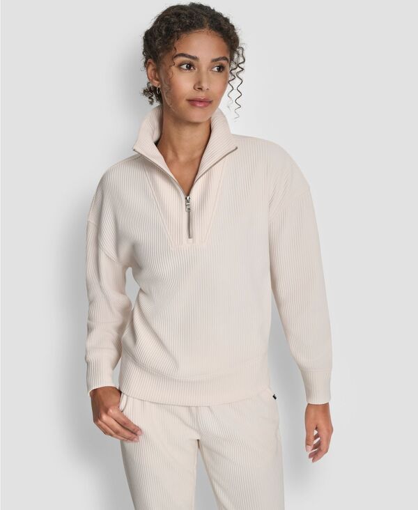 ダナ キャラン ニューヨーク レディース アウター パーカー・スウェット モックネック スウェット シャツ DKNY Womens Tech Ottoman HalfZip Mock Neck Sweatshirt Sand サンド