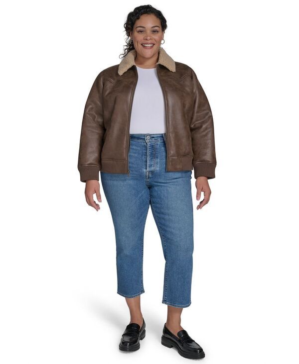 リーバイス レディース アウター ジャケット・ブルゾン プラスサイズ ジャケット Levis Plus Size Long Sleeves Western Bomber Jacket Coffee コーヒー