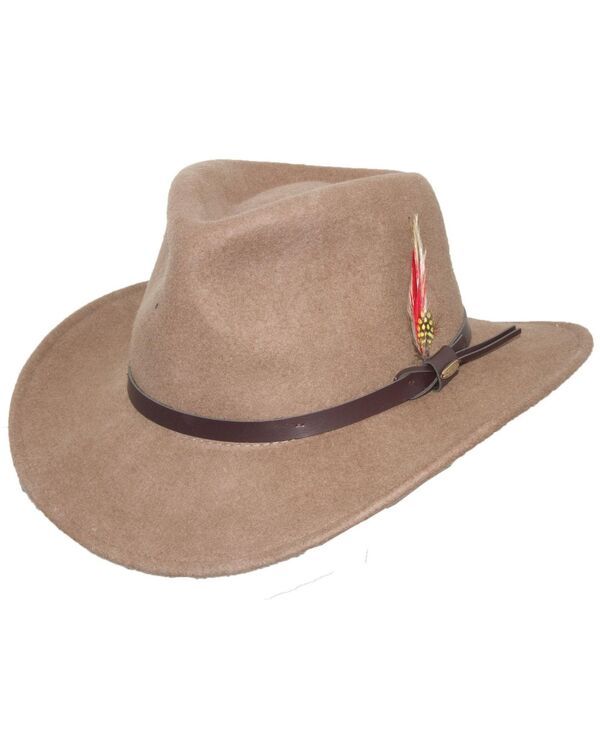 スカラ メンズ アクセサリー 帽子 Scala Mens Crushable Felt Outback Hat Tan タン