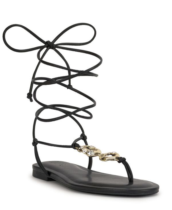 アイエヌシー インターナショナル コンセプト レディース シューズ サンダル レース INC International Concepts Womens Hakima Laceup Flat Sandals Black ブラック