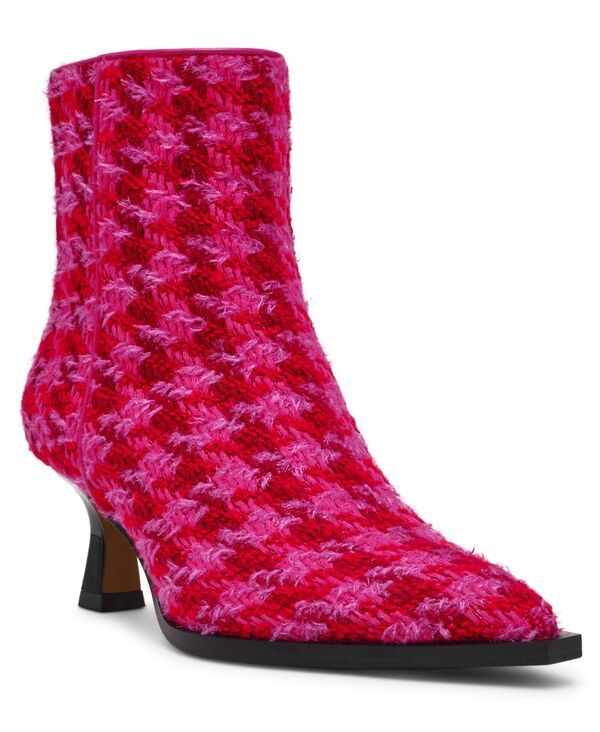 ベッツィジョンソン レディース シューズ ブーツ・レインブーツ Betsey Johnson Womens Louisa Embellished PointedToe Booties Fuchsia Houndstooth Multi フューシャ