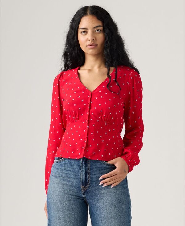 リーバイス レディース トップス シャツ ブラウス Levis Womens Dolores Long Sleeve Blouse Red レッド