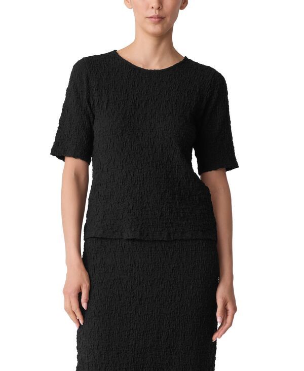 エイリーンフィッシャー レディース トップス Tシャツ クルーネック シャツ 半袖 Eileen Fisher Womens ShortSleeve Crewneck TShirt Black ブラック