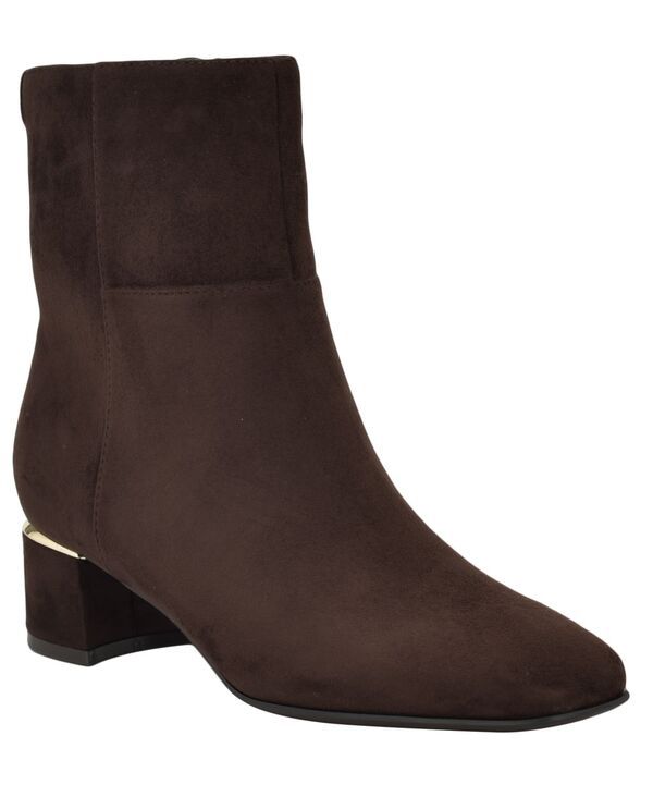 カルバンクライン レディース シューズ ブーツ・レインブーツ アンクル ブーツ ヒール Calvin Klein Womens Parry Block Heel Ankle Booties Dark Brown Suede ブラウン