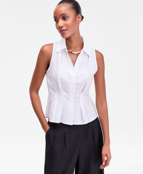 アイエヌシー インターナショナル コンセプト レディース トップス シャツ INC International Concepts Womans Collared ButtonFront Top Bright White ホワイト