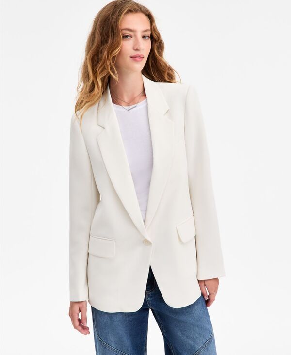 バースリー レディース アウター ジャケット・ブルゾン クレープ ブレザー Bar III Womens Oversized Crepe Blazer Crema