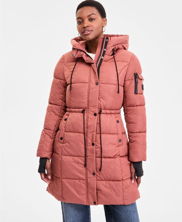 スティーブ マデン レディース アウター ジャケット・ブルゾン コート Steve Madden Womens Hooded Puffer Utility Coat Terracotta テラコッタ
