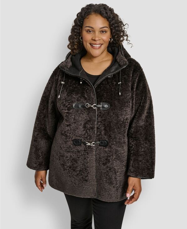 ダナ キャラン ニューヨーク レディース アウター ジャケット・ブルゾン プラスサイズ コート DKNY Plus Size Hooded Toggle Coat Bitter