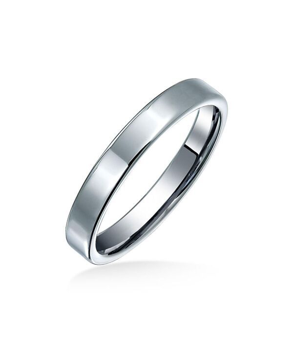 ブリング レディース アクセサリー リング Bling Jewelry Plain Simple Thin Flat Band Rings Polished Titanium Comfort Fit 3MM Silver シルバー