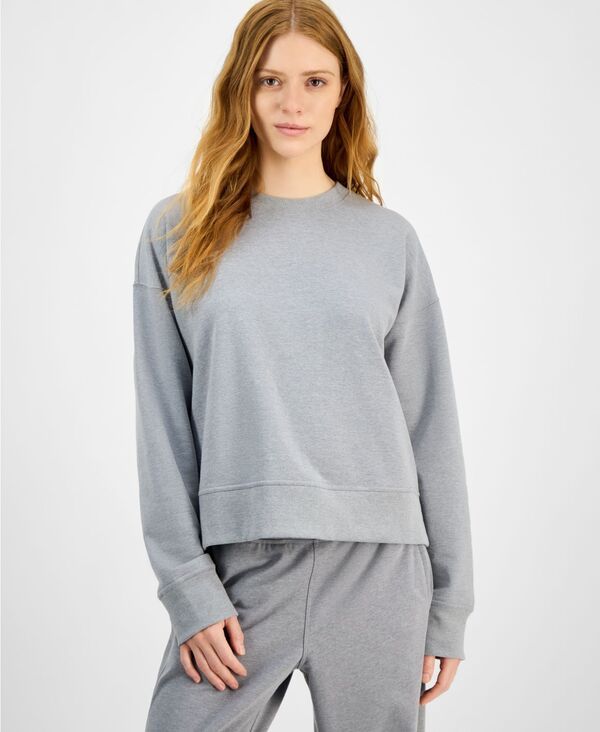 イデオロギー レディース アウター パーカー・スウェット クルーネック スウェット シャツ ID Ideology Womens Crewneck VentedHem Sweatshirt Grey Heather グレー