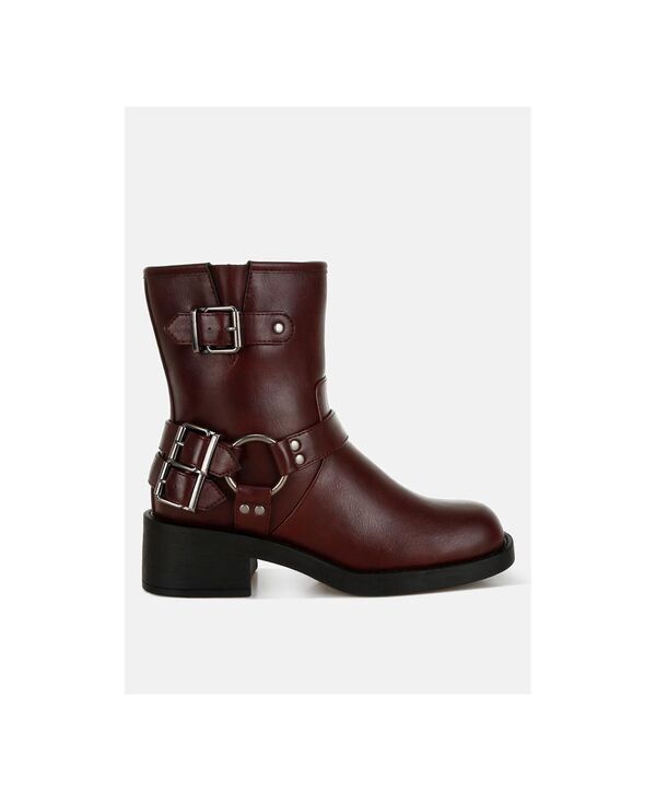 ロンドンラグ レディース シューズ ブーツ・レインブーツ London Rag Caribou Harness Detail Biker Boots Women Medium red レッド
