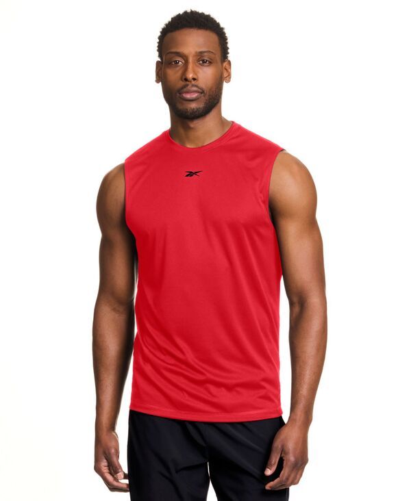 リーボック メンズ トップス タンクトップ ノースリーブ ロゴ Reebok Mens Sleeveless Logo Tech Tank Top Energy Red レッド
