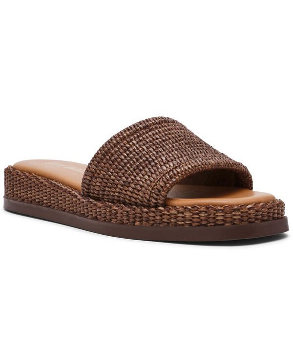 スティーブ マデン レディース シューズ サンダル Steve Madden Womens Boardwalk Espadrille Slide Sandals Brown Raffia ブラウン