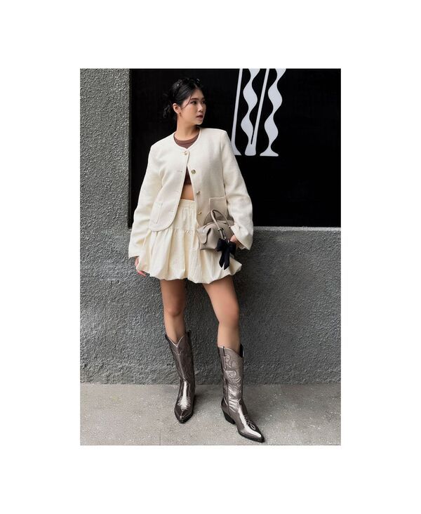 ロンドンラグ レディース シューズ ブーツ・レインブーツ トール ブーツ レザー フェイクレザー London Rag cowboy metallic faux leather cowboy boots Dark grey グレー