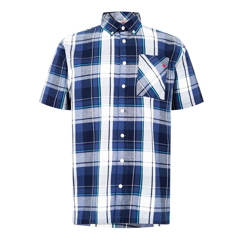 レークーパー メンズ トップス シャツ Lee Cooper SS Check Shirt Mens Navy Check ネイビー