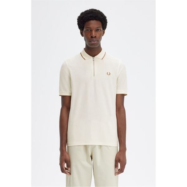 フレッドペリー メンズ トップス ポロシャツ クレープ Fred Perry Fred Crepe Zip Polo Sn43 Ecru 560 エクリュ
