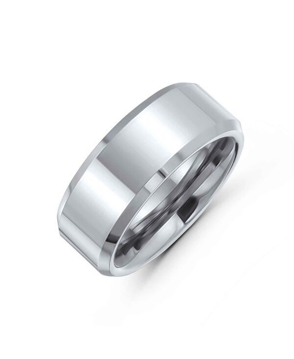 ブリング レディース アクセサリー Bling Jewelry Simple Polished Titanium Band Ring Beveledge Silver Tone Comfort Fit 8MM Silver シルバー