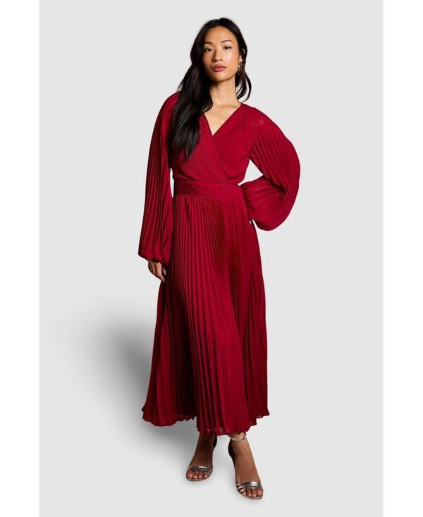 コースト レディース トップス ワンピース シフォン ミディ Coast Womens Long Sleeve Chiffon Wrap Midi Dress Berry