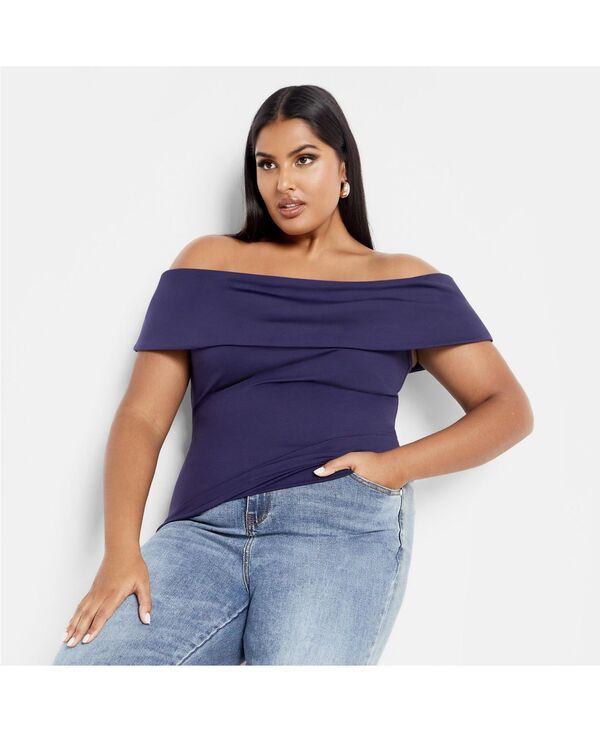 シティーシック レディース トップス シャツ プラスサイズ プリント CITY CHIC Plusize Mischa Printop Blue ブルー