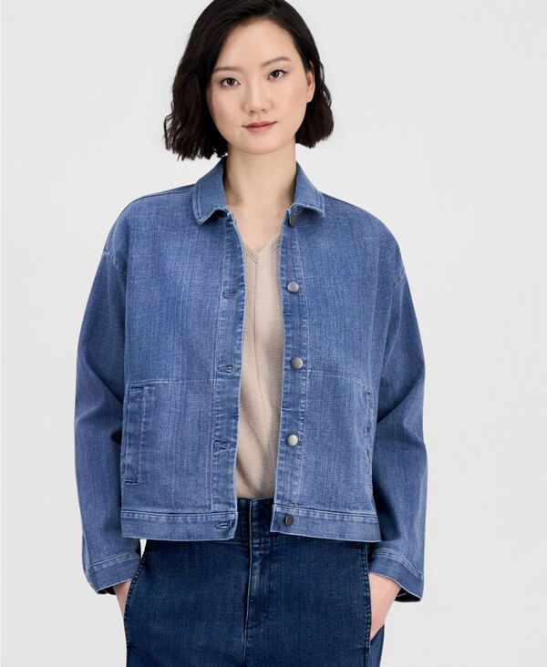 エイリーンフィッシャー レディース アウター ジャケット・ブルゾン プチ デニム Eileen Fisher Womens ClassicCollar Denim Jacket Regular Petite Classic Indigo インディゴ 43,080円