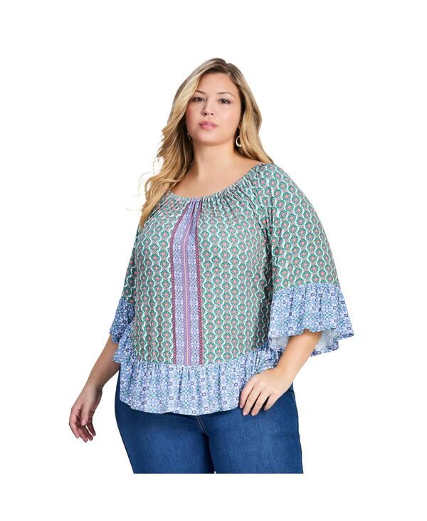 アベニュー レディース トップス シャツ フリル AVENUE Womenserenity Ruffle Top Serenity tile