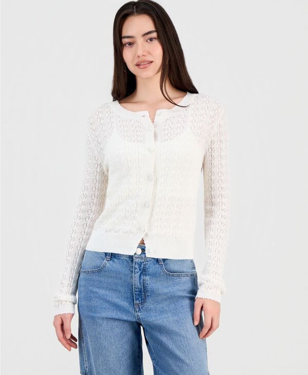 アンドノウディス レディース アウター ニット・セーター カーディガン And Now This Womens Pointelle Cardigan Calla Lilly