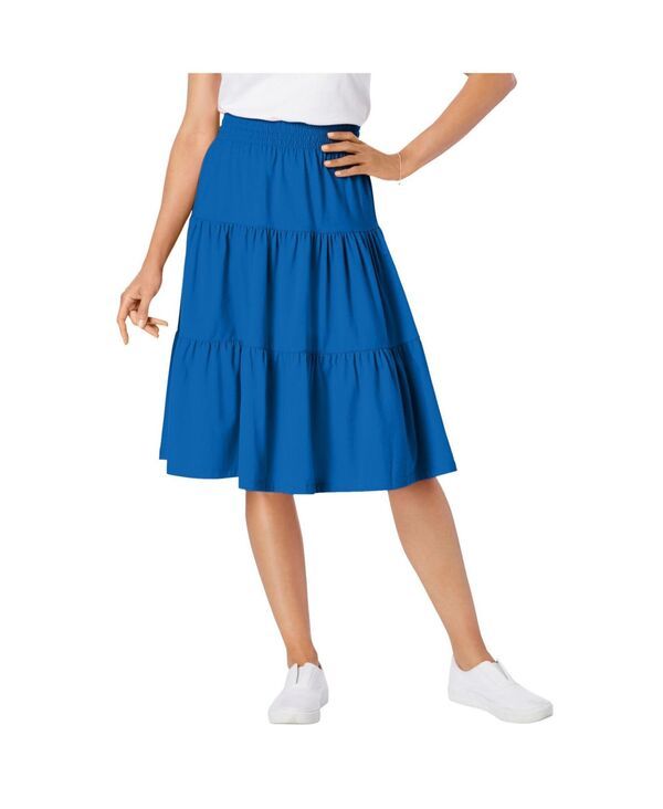 ウーマン ウィズイン レディース ボトムスカート ティアード プラスサイズ ニット Woman Within Womens PlusizelasticWaist Knitiered Skirt Bright cobalt コバルト
