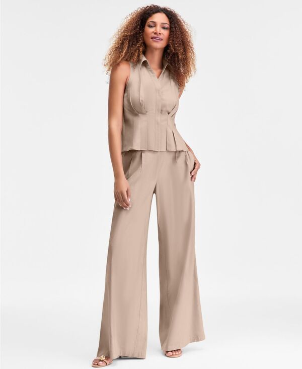 アイエヌシー インターナショナル コンセプト レディース トップス シャツ ノースリーブ ダウン リネン INC International Concepts Womensleeveless Collared Linen ButtonDown Shirtoas
