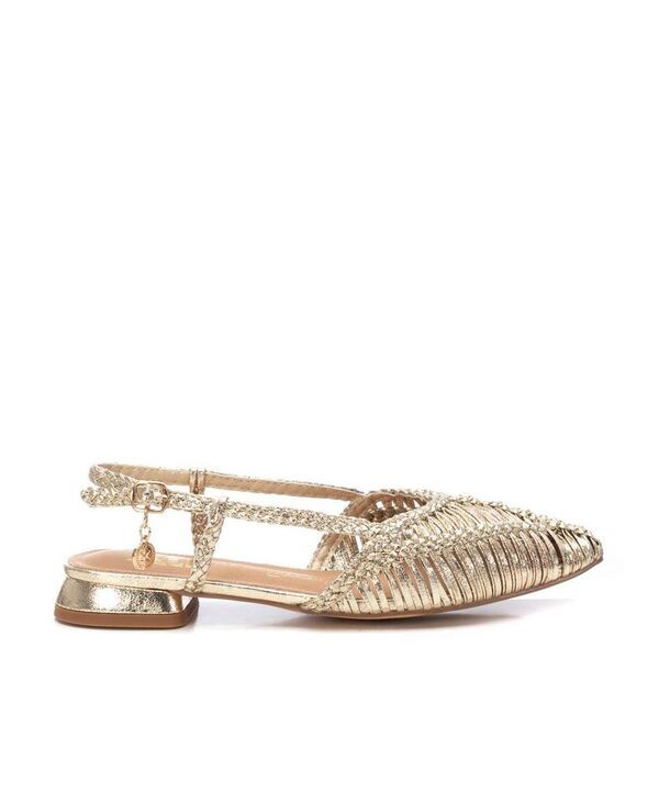 キシタイ レディース シューズ パンプス Womens Braided Slingback Flats By XTI Gold ゴールド