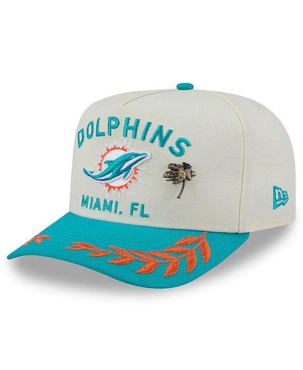 ニューエラ メンズ アクセサリー 帽子 New Era Mens CreamAqua Miami Dolphins 2025 NFL Draft AFrame 59FIFTY Fitted Hat Cream Aqua クリーム