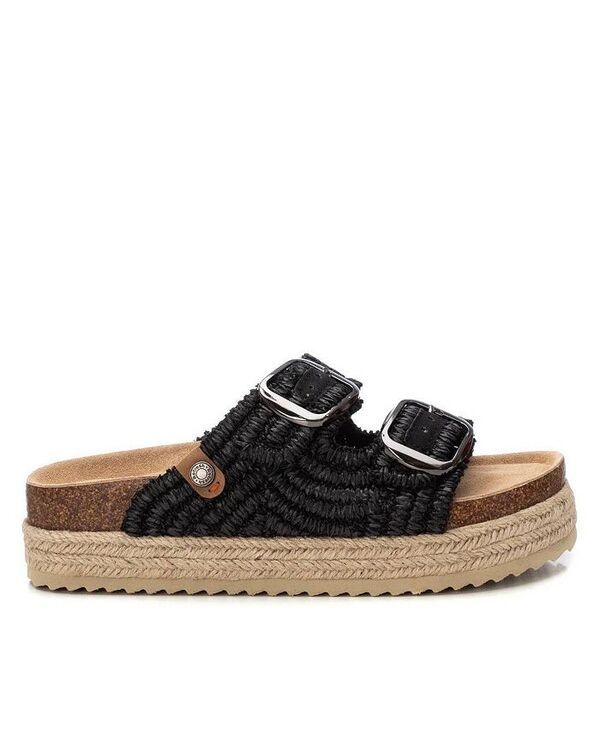 キシタイ レディース シューズ サンダル プラットフォーム Womens Footbed Jute Wrapped Platform Sandals By Xti Black ブラック