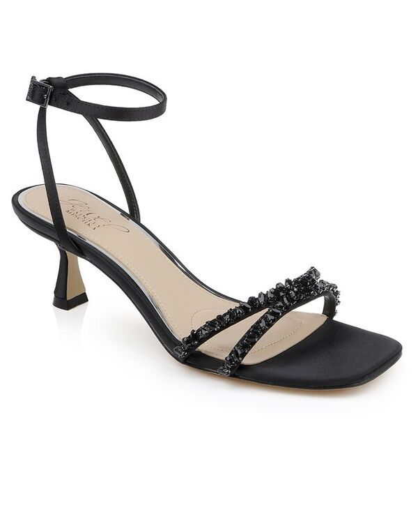 ジュウェルダグレイミシュカ レディース シューズ サンダル ヒール Jewel Badgley Mischka Womens Nayla Kitten Heel Dress Sandals Black Satin ブラック