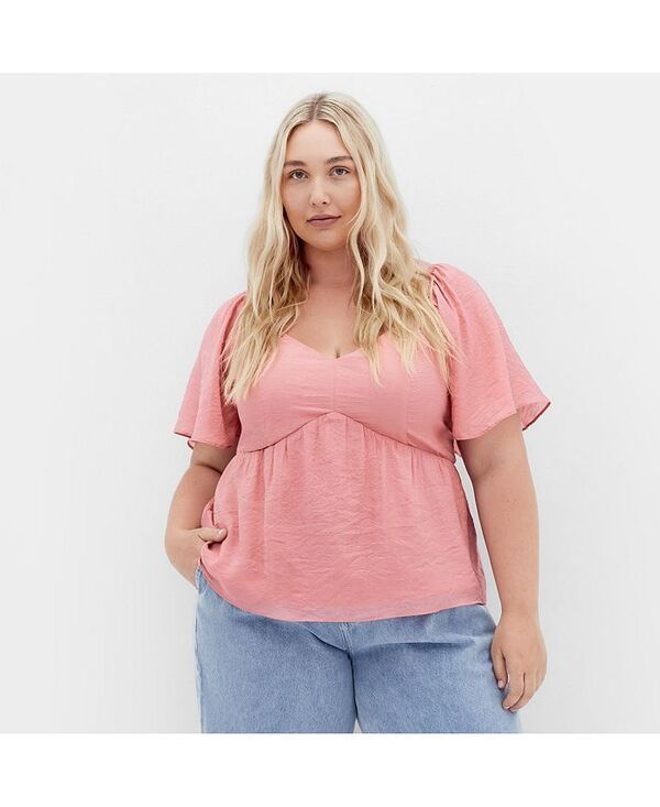 シティーシック レディース トップス シャツ プラスサイズ CITY CHIC Plus Size Marci Top Deep rose