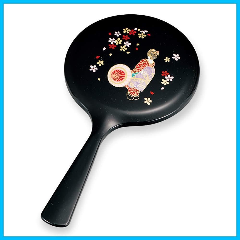 【新着商品】舞妓さん 雅 山中塗 手鏡 20.5cm 黒 小 鏡 山中漆器 M17249-2 ミタニ