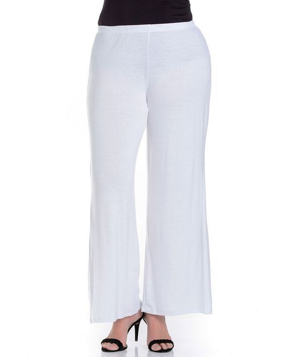 24 セブンコンフォート レディース ボトムス カジュアルパンツ フレア プラスサイズ パンツ 24seven Comfort Apparel Plus Size Elastic Waist Flared Leg Palazzo Pants White ホワイ